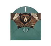 YYHWHJDE Dark Green Greeting Card Rustic Lodge Bear Prints for Christmas, Children's Birthday, Valentine's Day, and Party Invitation
