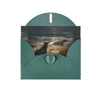 YYHWHJDE Dark Green Greeting Card Sea Lions On The Coast Pattern Perfect for Valentine's Day, Wedding Anniversary & Party Invitations