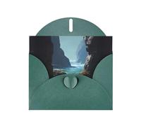 YYHWHJDE Dark Green Greeting Card Sea Water Between The Rocks Pattern Perfect for Valentine's Day, Wedding Anniversary & Party Invitations