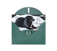 YYHWHJDE Dark Green Greeting Card Seals on ice Prints for Christmas, Children's Birthday, Valentine's Day, and Party Invitation