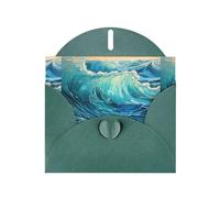 YYHWHJDE Dark Green Greeting Card Sequin waves ocean Pattern Perfect for Valentine's Day, Wedding Anniversary & Party Invitations