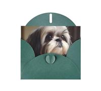 YYHWHJDE Dark Green Greeting Card Shih Tzu Dog Prints for Christmas, Children's Birthday, Valentine's Day, and Party Invitation