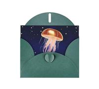 YYHWHJDE Dark Green Greeting Card Star Jellyfish Pattern Perfect for Valentine's Day, Wedding Anniversary & Party Invitations