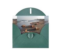 YYHWHJDE Dark Green Greeting Card Starfish on the beach Pattern for Christmas, Children's Birthday, Valentine's Day, and Party Invitation