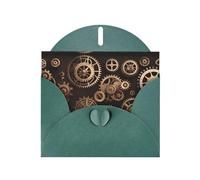YYHWHJDE Dark Green Greeting Card Steampunk Mechanical Gears Pattern for Christmas, Children's Birthday, Valentine's Day, and Party Invitation