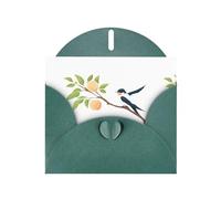 YYHWHJDE Dark Green Greeting Card Swallow on peach branch Pattern for Festive Birthday Party Invitation
