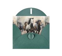 YYHWHJDE Dark Green Greeting Card The Galloping Wild Horse Pattern Perfect for Valentine's Day, Wedding Anniversary & Party Invitations