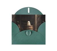YYHWHJDE Dark Green Greeting Card The Ghost in the Barrel Pattern for Christmas, Children's Birthday, Valentine's Day, and Party Invitation