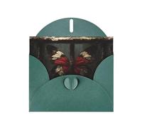 YYHWHJDE Dark Green Greeting Card The Imprisoned Butterfly Pattern Perfect for Valentine's Day, Wedding Anniversary & Party Invitations
