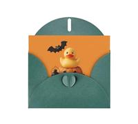 YYHWHJDE Dark Green Greeting Card The Joy Of Pumpkin And Duck Pattern Perfect for Valentine's Day, Wedding Anniversary & Party Invitations