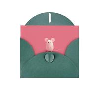 YYHWHJDE Dark Green Greeting Card The little mouse who made a mistake Pattern for Christmas, Children's Birthday, Valentine's Day, and Party Invitation