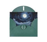 YYHWHJDE Dark Green Greeting Card The Moon In The Starry Sky Pattern Perfect for Valentine's Day, Wedding Anniversary & Party Invitations