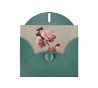 YYHWHJDE Dark Green Greeting Card The Proud Plum Blossom Pattern Perfect for Valentine's Day, Wedding Anniversary & Party Invitations