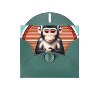 YYHWHJDE Dark Green Greeting Card The silent monkey Prints for Christmas, Children's Birthday, Valentine's Day, and Party Invitation