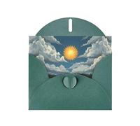 YYHWHJDE Dark Green Greeting Card The Sun In The Sky Pattern Perfect for Valentine's Day, Wedding Anniversary & Party Invitations