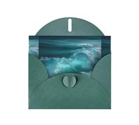 YYHWHJDE Dark Green Greeting Card The Surging Tide Pattern Perfect for Valentine's Day, Wedding Anniversary & Party Invitations