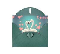 YYHWHJDE Dark Green Greeting Card The swan in love Pattern for Christmas, Children's Birthday, Valentine's Day, and Party Invitation
