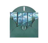 YYHWHJDE Dark Green Greeting Card The View From The Window Pattern Perfect for Valentine's Day, Wedding Anniversary & Party Invitations