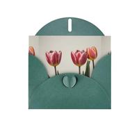 YYHWHJDE Dark Green Greeting Card Three tulip flowers Pattern for Christmas, Children's Birthday, Valentine's Day, and Party Invitation