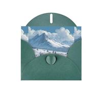 YYHWHJDE Dark Green Greeting Card Train under the snowy mountains Pattern for Christmas, Children's Birthday, Valentine's Day, and Party Invitation