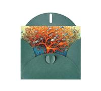 YYHWHJDE Dark Green Greeting Card tree of life tropical fish Pattern Perfect for Valentine's Day, Wedding Anniversary & Party Invitations