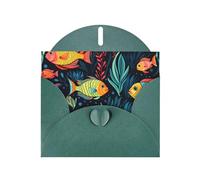 YYHWHJDE Dark Green Greeting Card tropical fish Pattern Perfect for Valentine's Day, Wedding Anniversary & Party Invitations