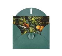 YYHWHJDE Dark Green Greeting Card Tropical Rainforest Palm Leaves Pattern for Christmas, Children's Birthday, Valentine's Day, and Party Invitation