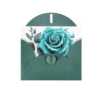 YYHWHJDE Dark Green Greeting Card turquoise grey rose Pattern for Festive Birthday Party Invitation