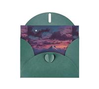 YYHWHJDE Dark Green Greeting Card Twilight On The Mountain Pattern Perfect for Valentine's Day, Wedding Anniversary & Party Invitations