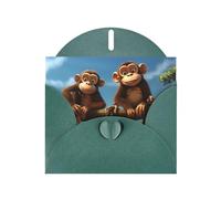 YYHWHJDE Dark Green Greeting Card Two Monkeys Pattern for Festive Birthday Party Invitation