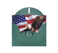 YYHWHJDE Dark Green Greeting Card USA Patriotic Eagle with American Flag Prints for Christmas, Children's Birthday, Valentine's Day, and Party Invitation