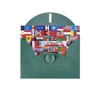 YYHWHJDE Dark Green Greeting Card Various flags Prints for Christmas, Children's Birthday, Valentine's Day, and Party Invitation