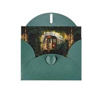 YYHWHJDE Dark Green Greeting Card Vines At The Subway Station Pattern Perfect for Valentine's Day, Wedding Anniversary & Party Invitations