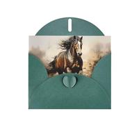 YYHWHJDE Dark Green Greeting Card Western Horse Prints for Christmas, Children's Birthday, Valentine's Day, and Party Invitation