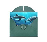 YYHWHJDE Dark Green Greeting Card Whales under the sea Prints for Christmas, Children's Birthday, Valentine's Day, and Party Invitation
