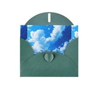 YYHWHJDE Dark Green Greeting Card Wheat Fields Under The Blue Sky Pattern Perfect for Valentine's Day, Wedding Anniversary & Party Invitations