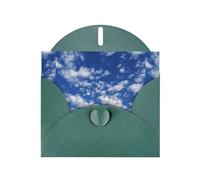 YYHWHJDE Dark Green Greeting Card White clouds in the blue sky Pattern for Christmas, Children's Birthday, Valentine's Day, and Party Invitation