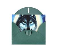 YYHWHJDE Dark Green Greeting Card wolf under moon Prints for Christmas, Children's Birthday, Valentine's Day, and Party Invitation