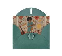 YYHWHJDE Dark Green Greeting Card Woman playing guitar Pattern Perfect for Valentine's Day, Wedding Anniversary & Party Invitations