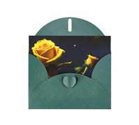 YYHWHJDE Dark Green Greeting Card Yellow Roses Starry Night Prints for Christmas, Children's Birthday, Valentine's Day, and Party Invitation