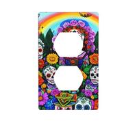 YYHWHJDE Day of The Dead Pattern Double Socket Wall Panel Decorative is Durable and Suitable for Socket Light Switch Accessories 4.5x2.76in