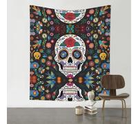 YYHWHJDE Day of The Dead Prints Wall Tapestry 60x51in - High-Grade Polyester Throw for Dorm Room Decor, Beach Blankets & Home Accent