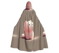 YYHWHJDE Dazed Kitten Pattern Halloween Adult Hooded Cape Cloak For Role-Playing, Stage Costumes, Parties Easy Care