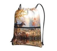 YYHWHJDE Deer Art Prints Drawstring Backpack - Lightweight, Waterproof Sport Throw Cover for Gym, Travel & Everyday Essentials