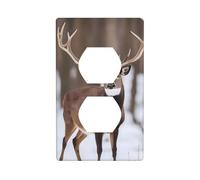 YYHWHJDE Deer Hunting Season Pattern Double Socket Wall Panel Decorative for Residential and Commercial Areas 4.5x2.76in
