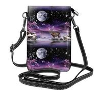 YYHWHJDE Deer In Moonlight Prints Small Leather Women'S Crossbody Flip Phone Bag, Waterproof And Durable