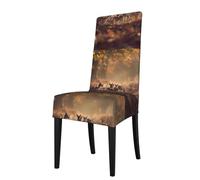 YYHWHJDE Deer In The Forest Printing Protection Cover for Dining Chair - Soft, Comfortable, Wrinkle-Resistant Elastic Fits Most Armless Chairs