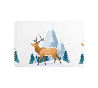 YYHWHJDE Deer in The Snowy Mountains Prints Placemats Set of 6 12x18in - Engineered for Durability & Heat Resistance Polyester