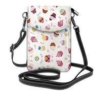 YYHWHJDE Delicious Cupcakes Leather Crossbody Phone Pouch