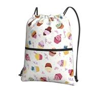 YYHWHJDE Delicious Cupcakes Prints Drawstring Backpack - Water-Resistant Polyester Throw Bag for Gym, Travel & Hiking - Lightweight, Durable & Compact